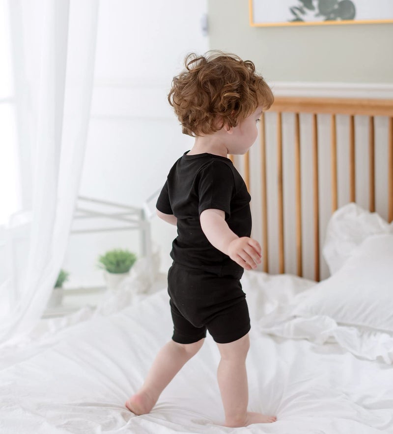 AVAUMA Newborn Baby Little Boys Girls Snug-Fit Pajamas Summer Short Sets Pjs Kids Clothes (L/Black) - Image 5